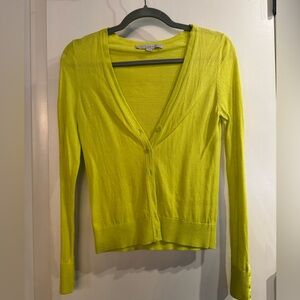 Loft lime green button up sweater